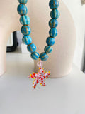 Collar de Cuentas Azules con Dije de Estrella de Mar