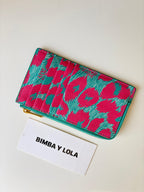 Tarjetero Monedero Bimba Y Lola  – Estampado Floral Turquesa y Fucsia