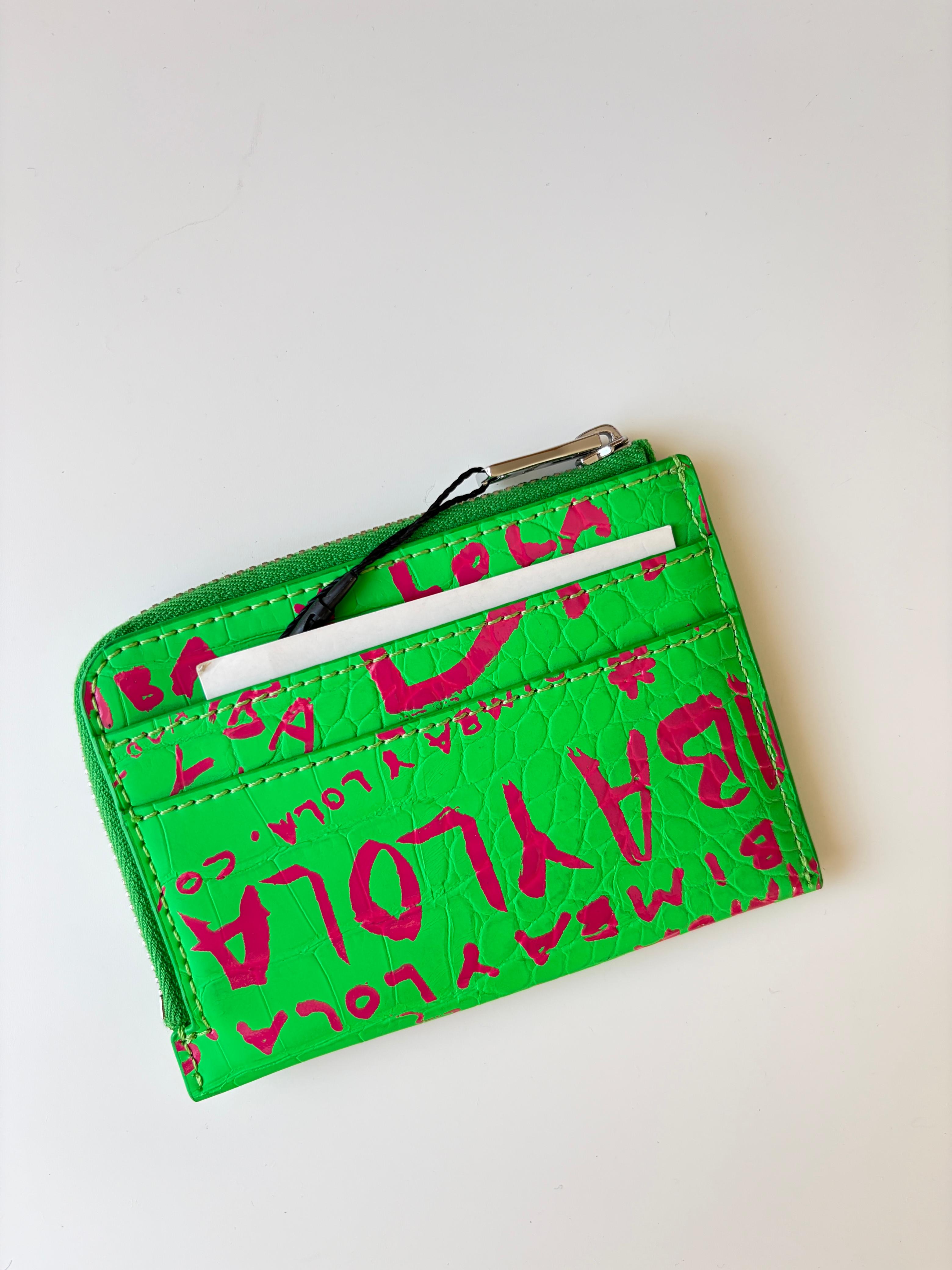 Monedero Tarjetero Bimba y Lola – Print Logos Verde Neón y Fucsia