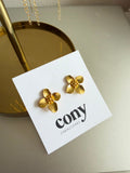 Aros Flor Dorados en Baño de Oro